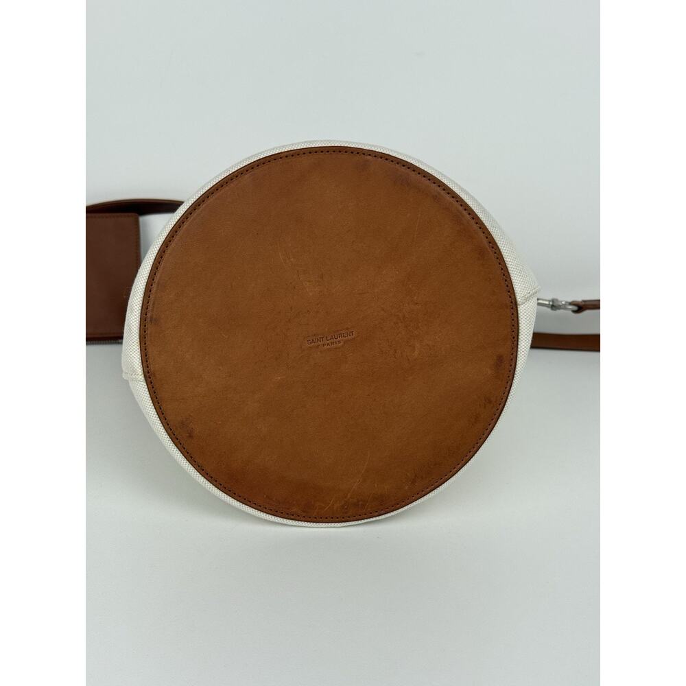 Saint Laurent Rive Gauche Linen Leather Women’s Bucket Bag in Beige - Picture 8 of 16